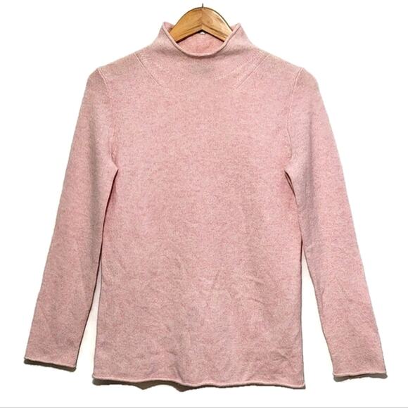 J Crew Cashmere Wool Blend Pink Sweater Mock Neck Quiet Luxury Classic Casual XS - Picture 1 of 13